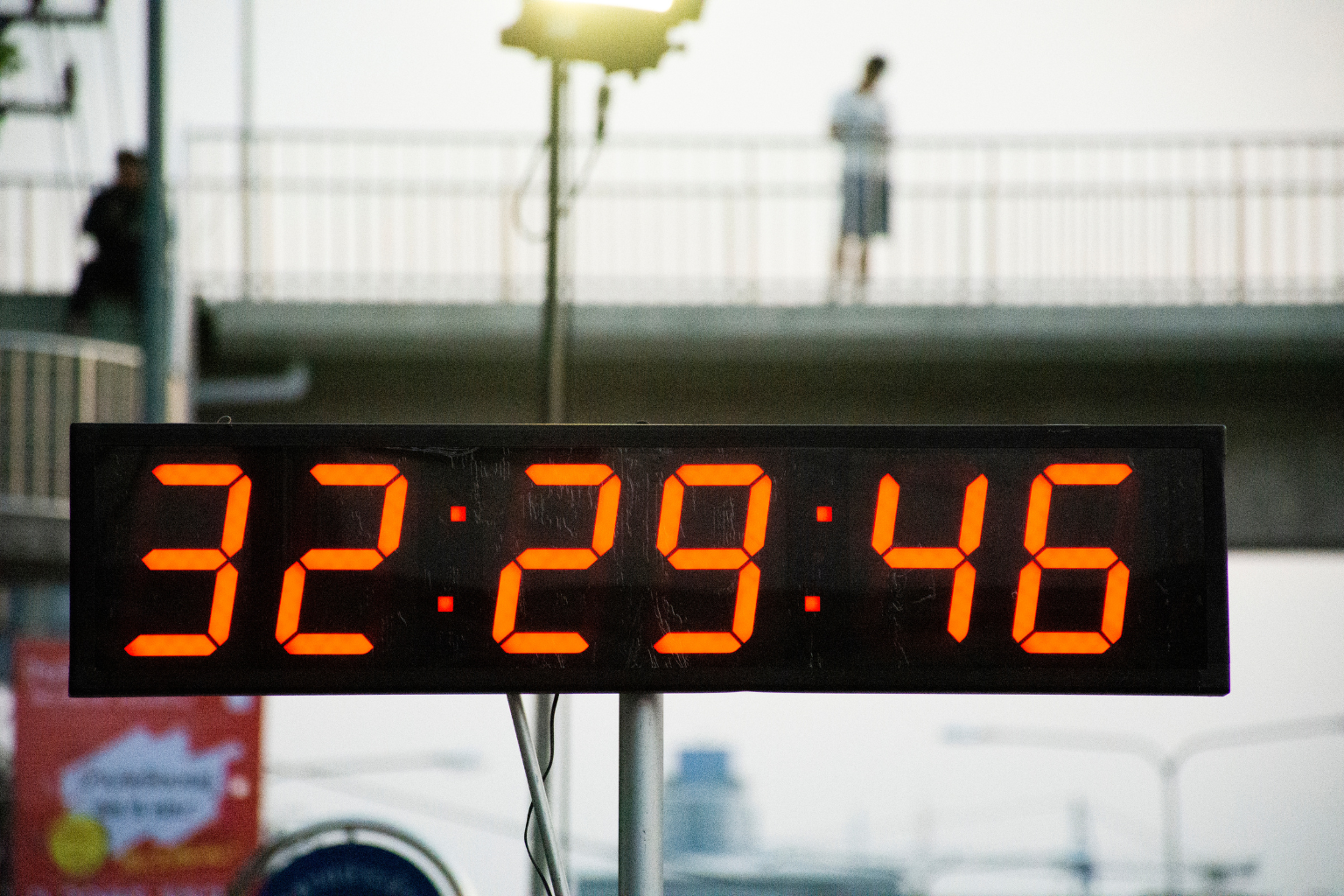 Race clock at a running event